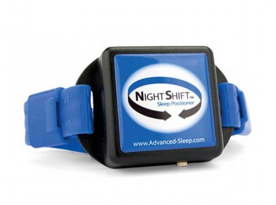 A Night Shift positional therapy device worn on the back of the neck