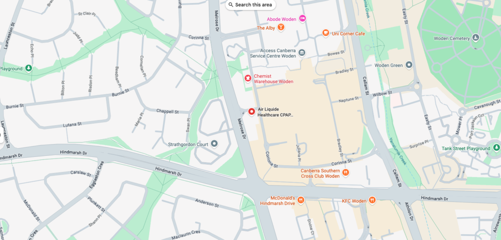 Map showing Air Liquide Healthcare CPAP Clinic | Deakin